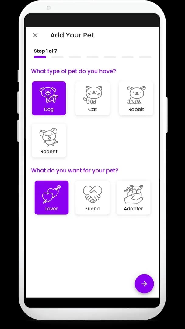 Add your pet screen